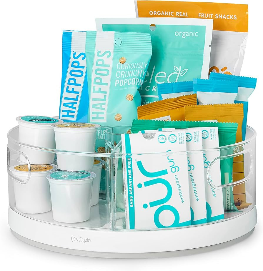 YouCopia Crazy Susan Lazy Susan Organizer, 6 BPA-Free Removable Clear Bins with Handles, Rotating... | Amazon (US)