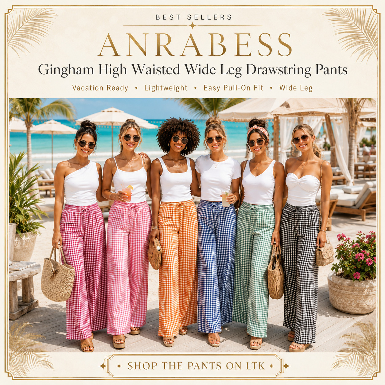 ANRABESS Summer Chic | High-Waisted, Wide Leg, Casual Gingham Drawstring Pants

These ANRABESS gingham drawstring pants are the summer outfit shortcut you’ll wish you found sooner!! 😍 

Best-Selling, lightweight, wide-leg, pull-on, and so on-trend for warm-weather dressing, these are the pants that make a basic white tank, bodysuit, fitted tee, swimsuit top, or crop top look like a complete vacation outfit in seconds!

This is the kind of piece that fixes every “I packed clothes but still have nothing to wear” moment. 

The gingham print feels playful and current, the drawstring waist keeps them comfortable for all-day plans, and the wide-leg fit gives that breezy resort-ready look without feeling fussy. 

Wear them for beach vacations, girls’ trips, bachelorette weekends, resort brunch, lake days, poolside lunches, coffee runs, sightseeing, sunset dinners, or any summer plan where you want cute, easy, and comfortable all at once.

If your summer wardrobe needs pieces that actually make your life easier, these are the ones to grab. 

They take up way less outfit-planning energy, they make simple tops look styled, and they’re cute enough for photos while still being comfy enough to wear all day. 

This is exactly why these pants are such a summertime favorite — they’re effortless, flattering, and the kind of best seller you’ll reach for again and again.

📌 SAVE this for the trending summer pants that make packing, styling, and getting dressed so much easier.

↓ Everything is linked!

#LTKActive #LTKSaleAlert #LTKTravel
