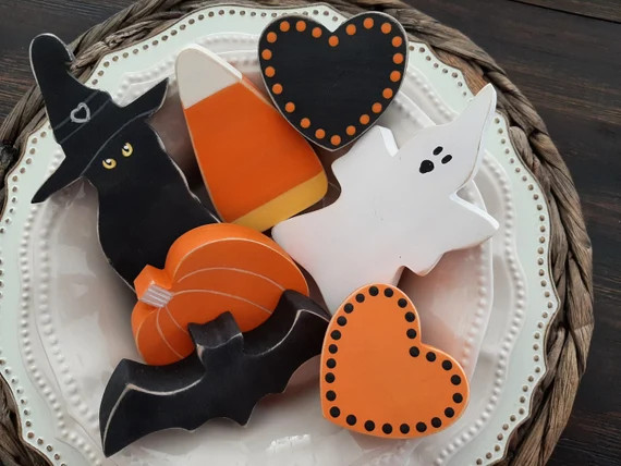 Small Chunky Wood Halloween Decor Tiered Tray Halloween Decor - Etsy | Etsy (US)