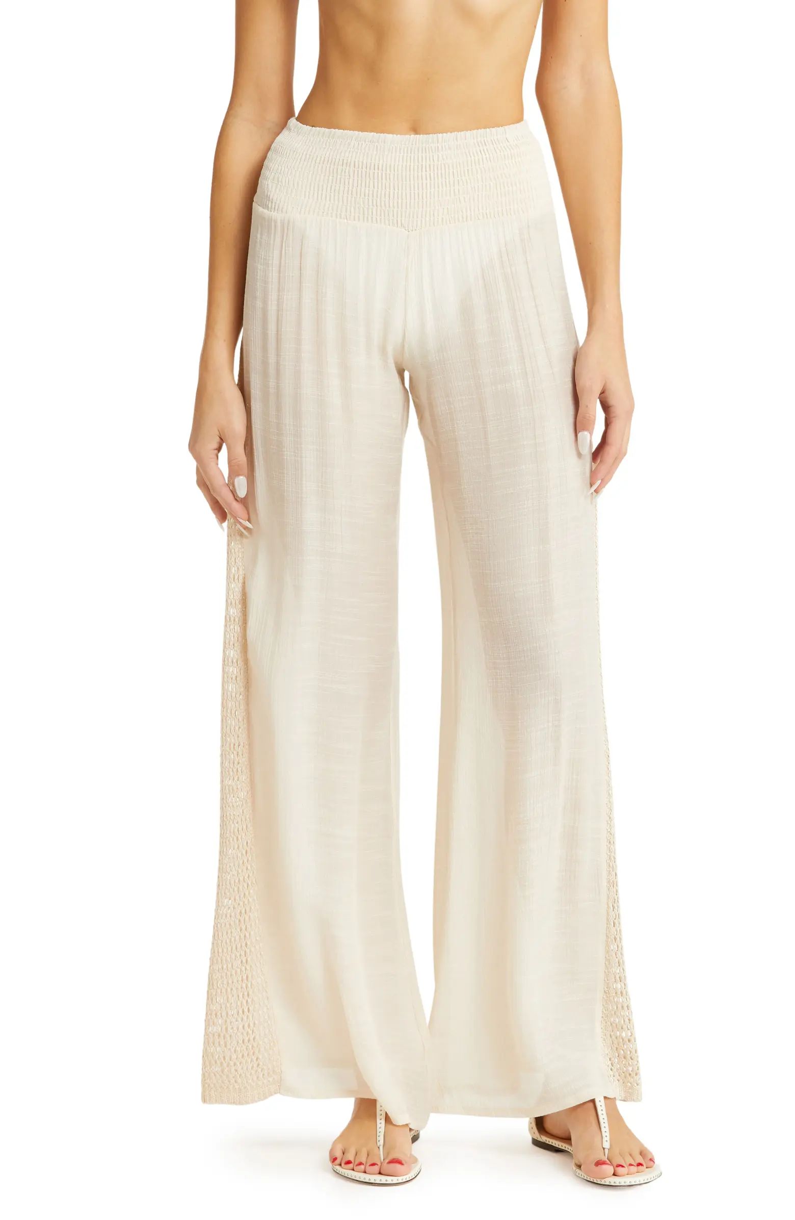 Elan Crochet Trim Wide Leg Cover-Up Pants | Nordstrom | Nordstrom