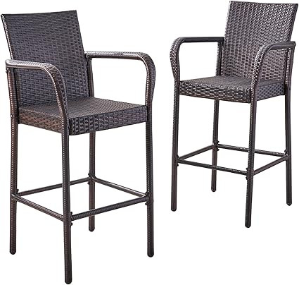 Christopher Knight Home Stewart Outdoor Bar Stool, Set of 2, Brown | Amazon (US)