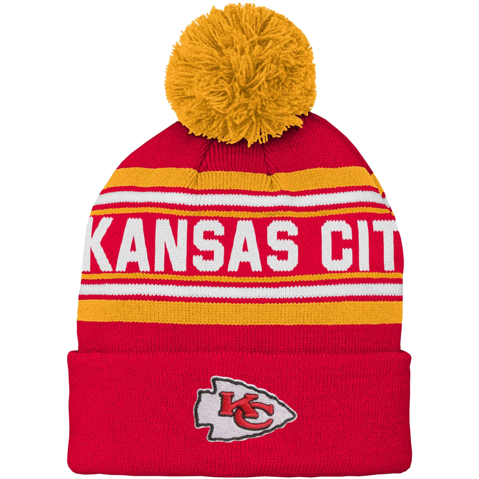Kansas City Chiefs Preschool Jacquard Cuffed Knit Hat with Pom - Red | Fanatics