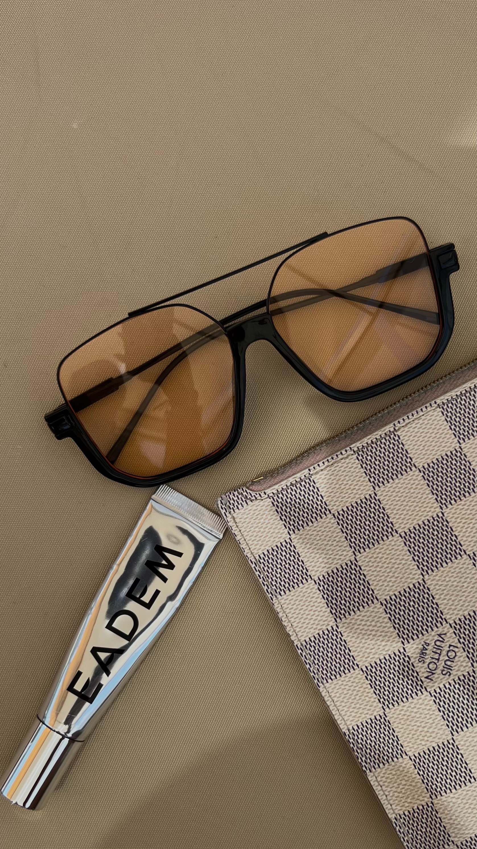 essentials.
beauty. Eadem lip gloss. sunglasses.  

 #LTKgrwm #LTKselfcare #LTKTravel