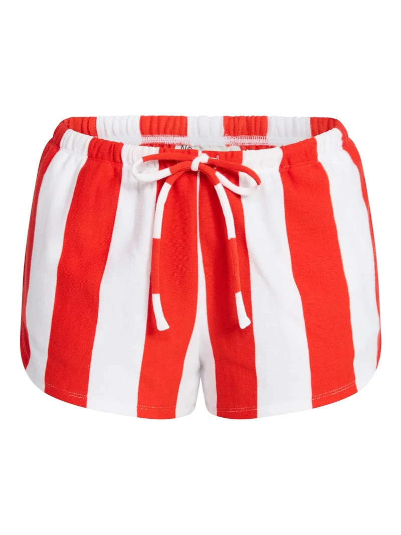 No Boundaries Striped French Terry Baja Shorts, 2.5" Inseam, Women's | Walmart (US)