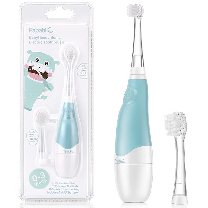 Papablic BabyHandy 2-Stage Sonic Electric Toothbrush for Babies and Toddlers Ages 0-3 Years | Amazon (US)