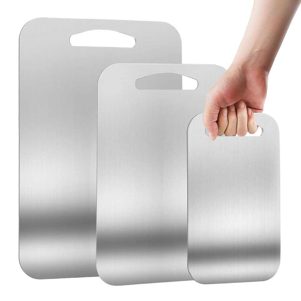 URMONA 3 PCS 304 Stainless Steel Cutting Board For Kitchen, Non-Staining&Odor-Free, Burr-Free Edg... | Amazon (US)
