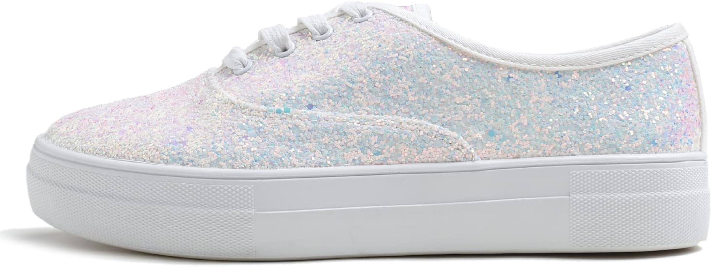 FEVERSOLE Women's Fashion Dress Sneakers Party Bling Casual Flats Embellished Shoes | Amazon (US)