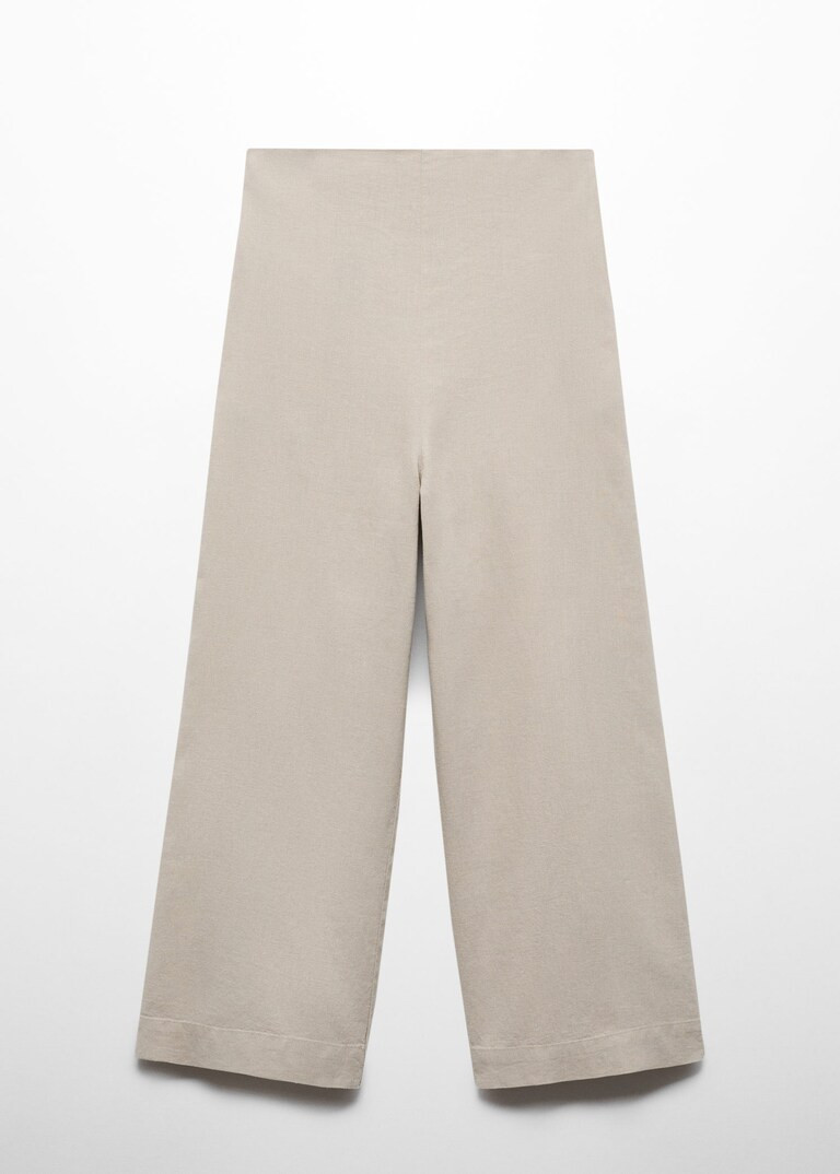 Wideleg linen trousers -  Women | Mango United Kingdom | MANGO (UK)