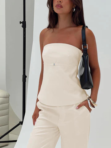 Irresistible Strapless Top Cream | Princess Polly US