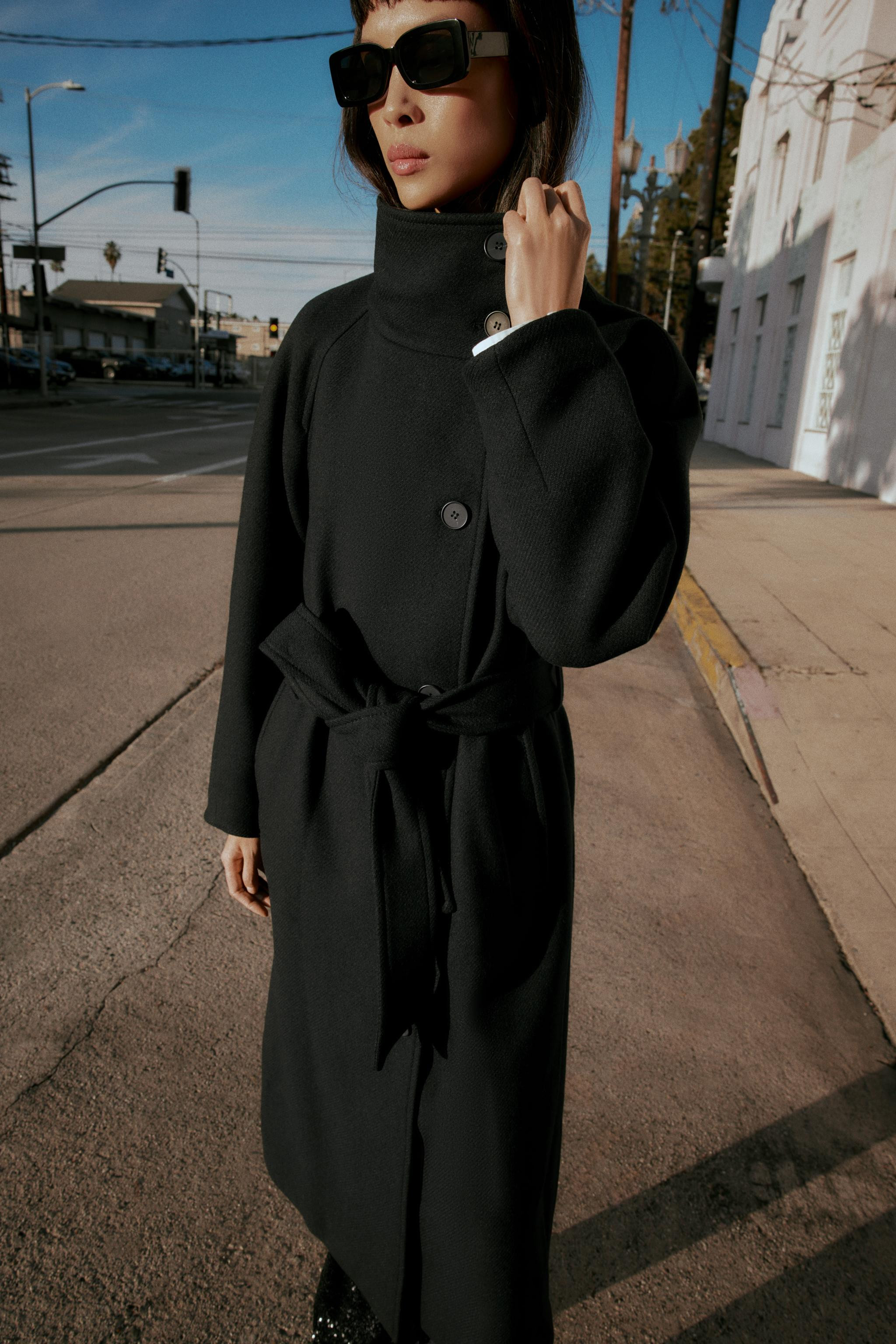 LONG WOOL COAT WITH HIGH NECK | Zara US