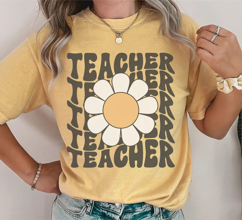 Comfort Colors® Shirt, Comfort Colors Teacher Shirt, Teacher Daisy Shirt, Floral Teacher Tees, R... | Etsy (US)