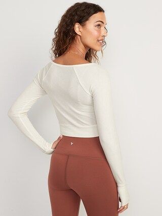 Long-Sleeve UltraLite Rib-Knit Ultra-Cropped Cardigan Top for Women | Old Navy (US)