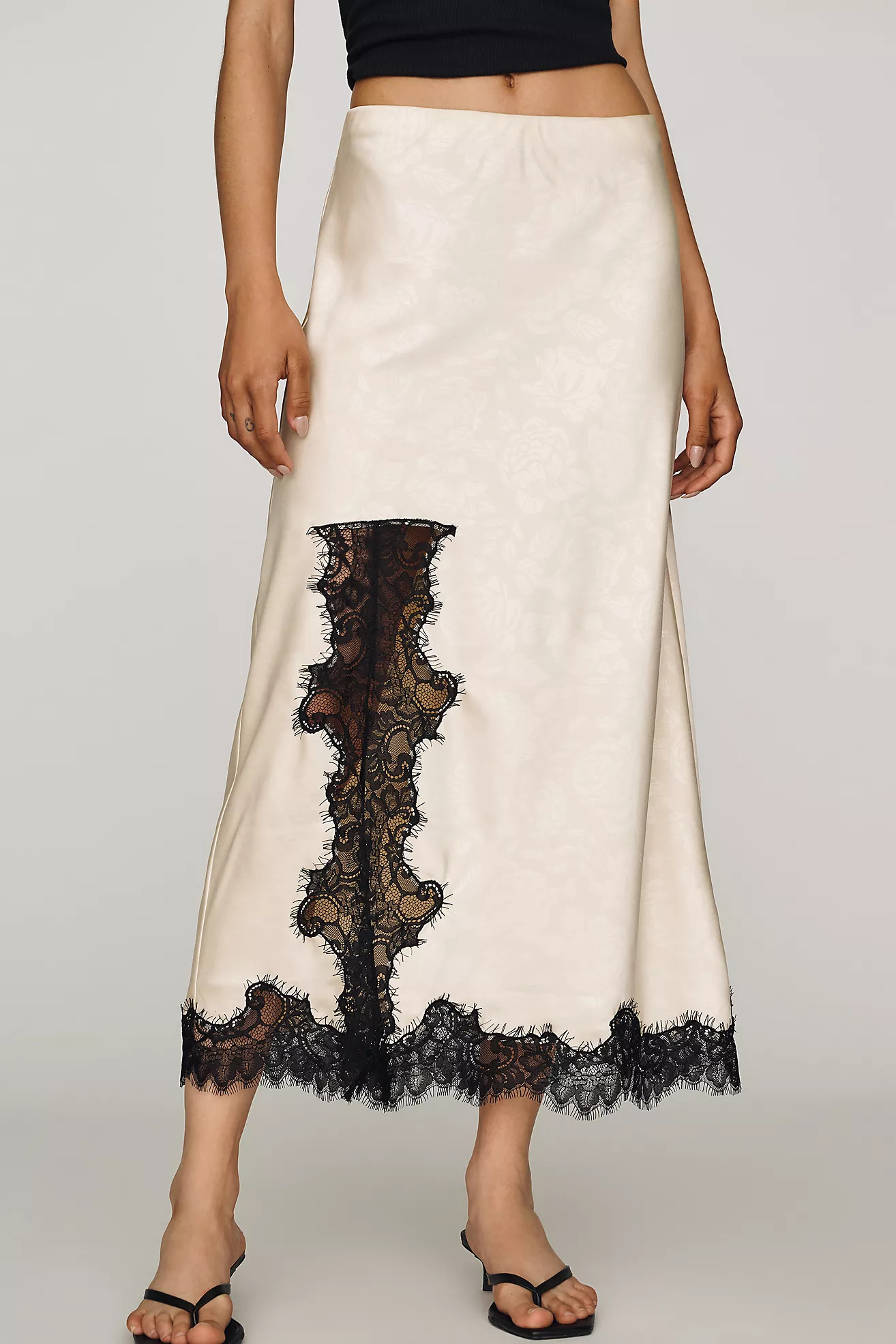By Anthropologie Satin Lace Skirt | Anthropologie (US)