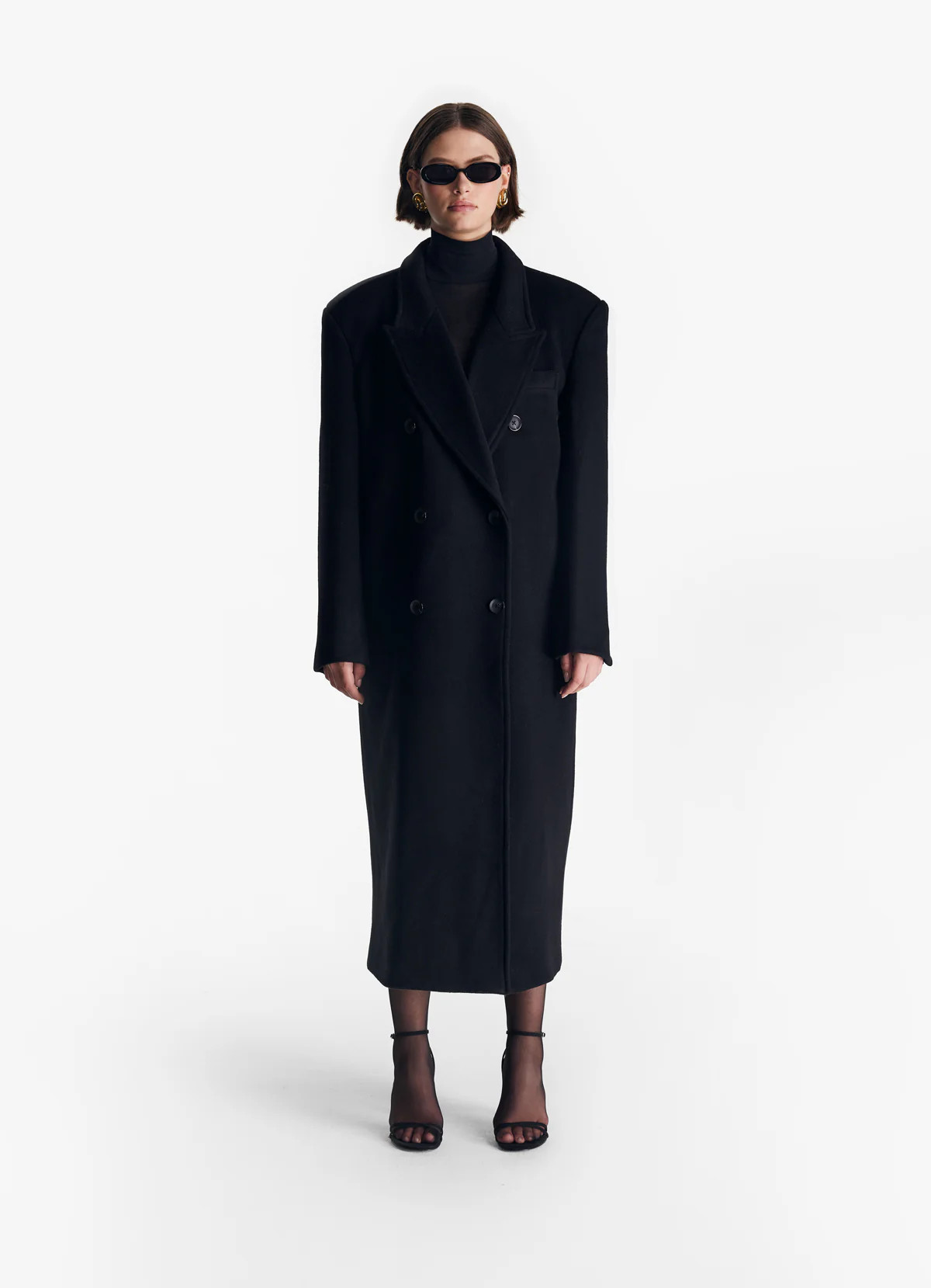 Black Wool Straight Trench Coat | DE SAVARY LONDON