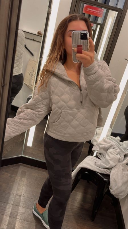 My bust is 36B and I got the M/L size and it feels not too big but also loose enough for my preference 

Lululemon quilted scuba jacket half-zip pull over 

#LTKfitness #LTKtravel