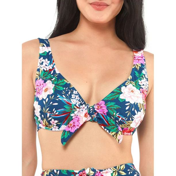 Jessica Simpson Women's Contemporary Gardenia Paradise Tie Front Underwire D-Bra Swimsuit | Walmart (US)
