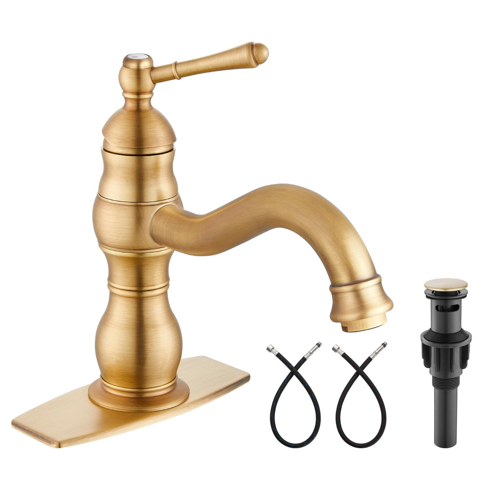 Bathroom Sink Faucet Single Hole 1 Handle Deck Mount Single Handle Brass Bathroom Sink Faucet Far... | Amazon (US)