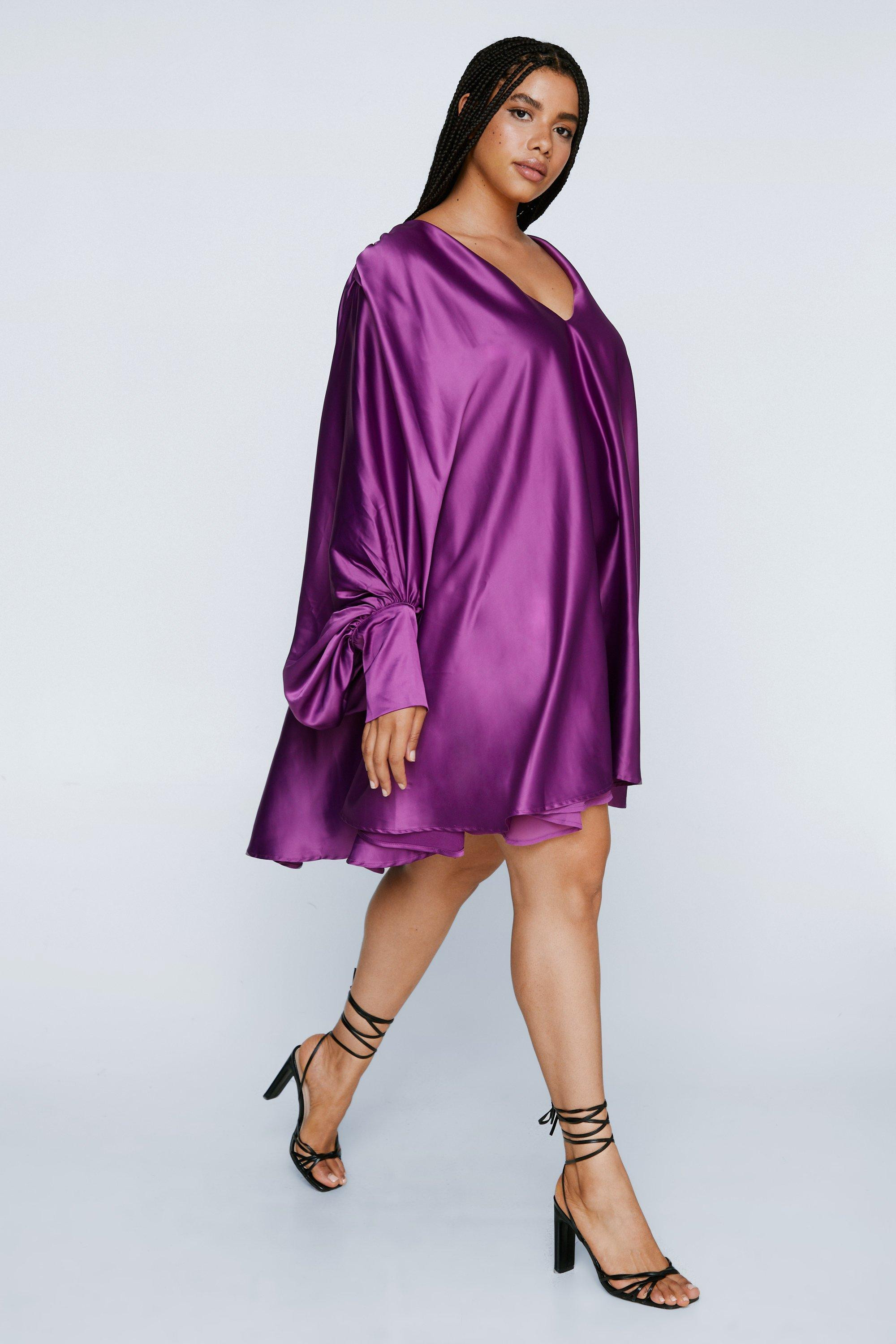 Plus Size Satin Batwing Swing Mini Dress | Nasty Gal (US)
