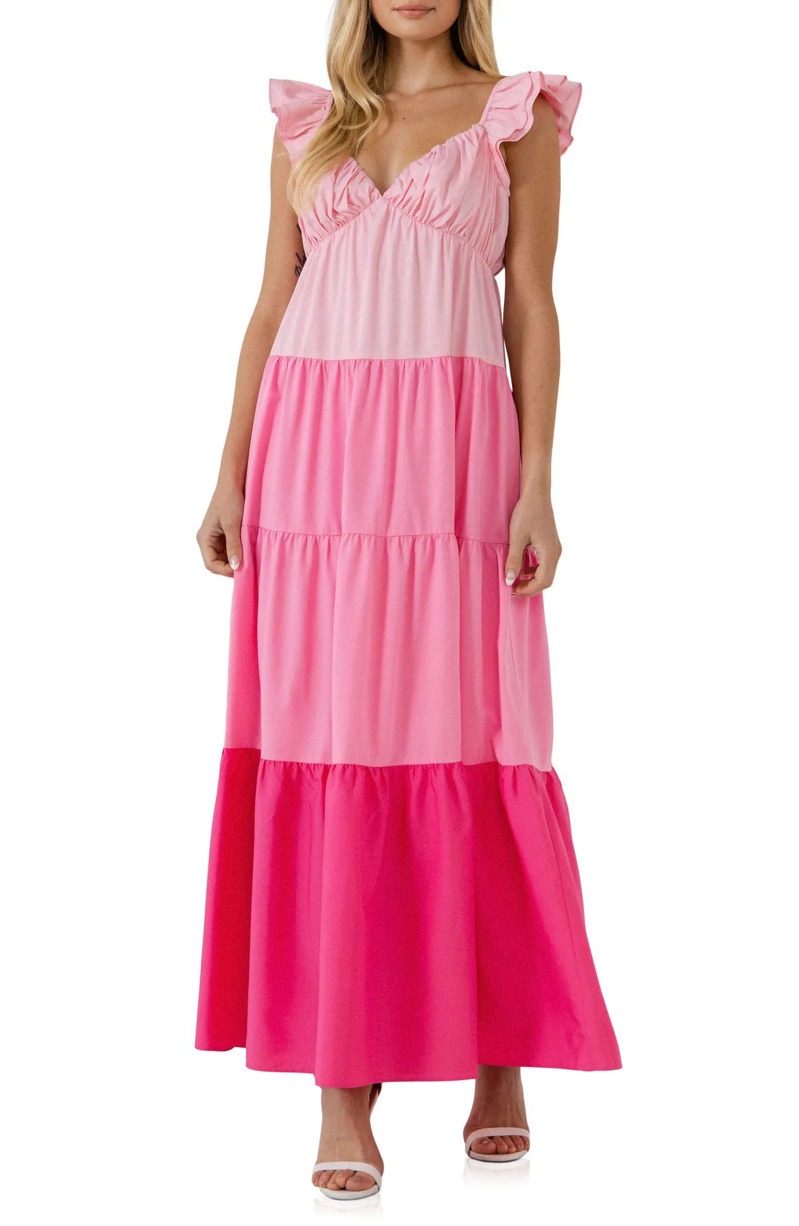 Colorblock Tiered Maxi Dress | Nordstrom