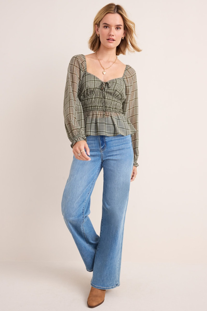 Pam Plaid Long Sleeve Blouse | Francesca's