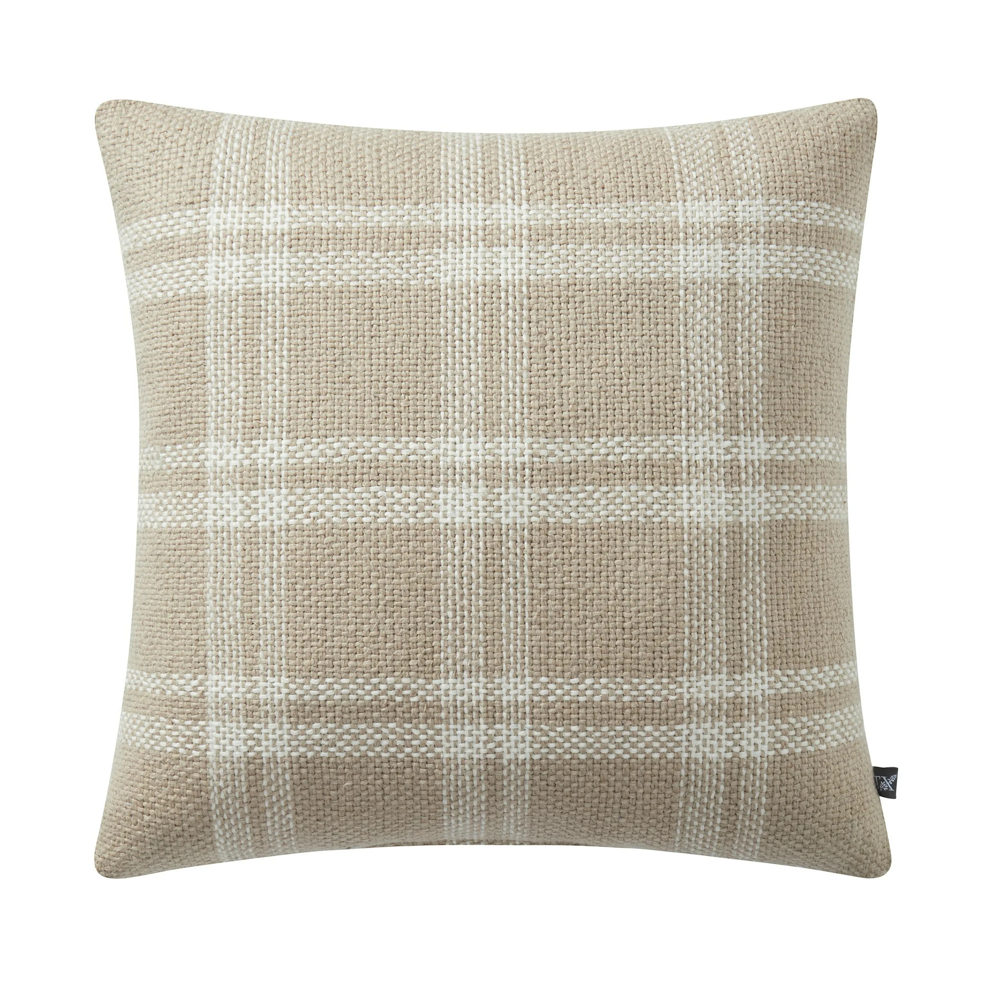 My Texas House 20" x 20" Emerson Reversible Tan Plaid Cotton Decorative Pillow | Walmart (US)