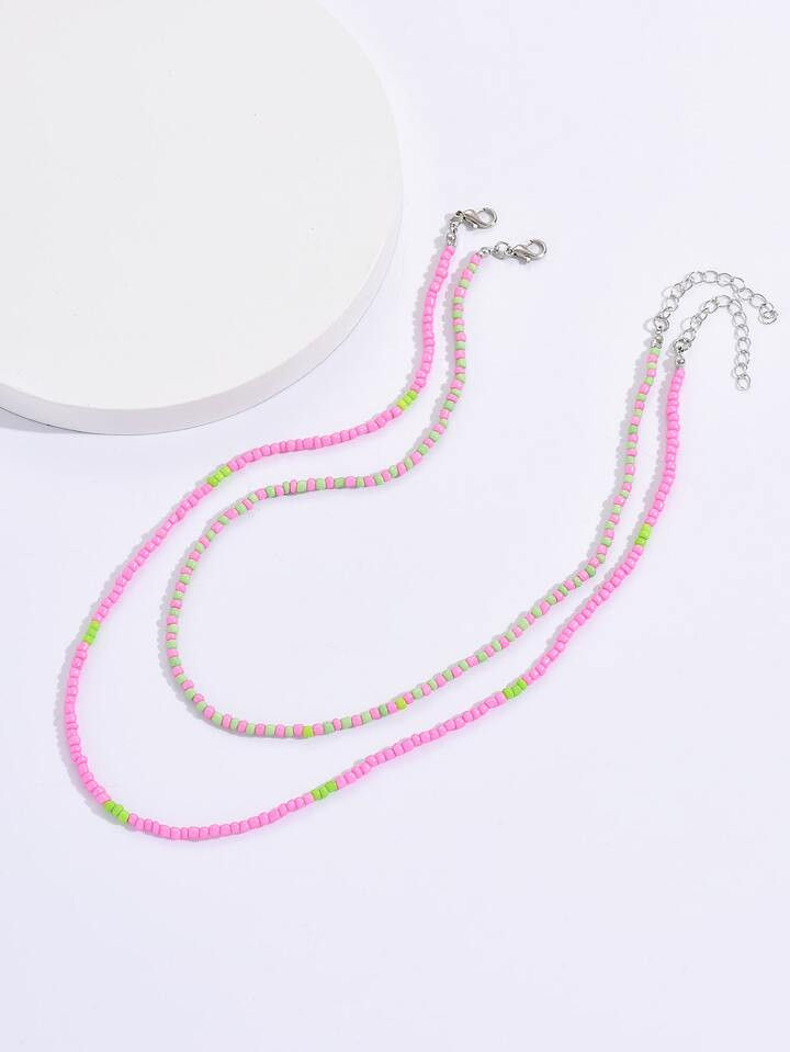 2 stuks kleurrijke kralenketting | SHEIN
