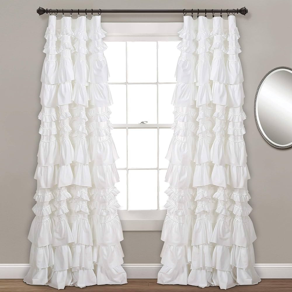 Lush Decor, White Kemmy Window Curtain Sing Panel, 84" x 52", 52" W x 84" L | Amazon (US)