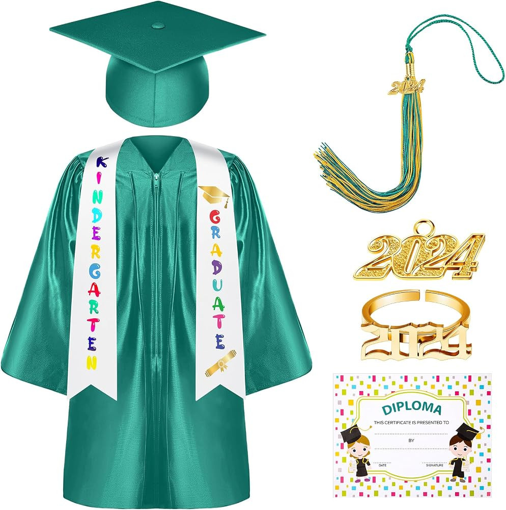 Kindergarten Preschool Graduation Gown Cap Set with 2024 Tassel Graduation Stole Rings Certificat... | Amazon (US)