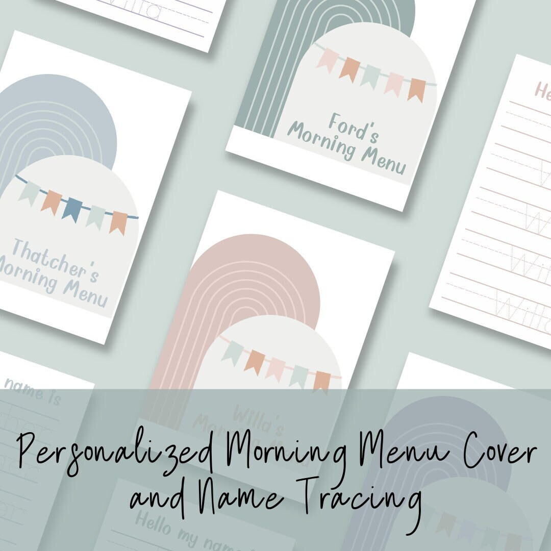 Morning Menu Personalized Cover and Name Tracing - Etsy | Etsy (US)