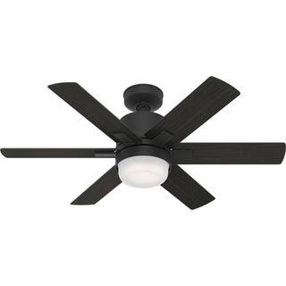 Hunter Radeon 44 in. Indoor Matte Black Smart Ceiling Fan with Light Kit and Wall Switch 51291 - ... | The Home Depot