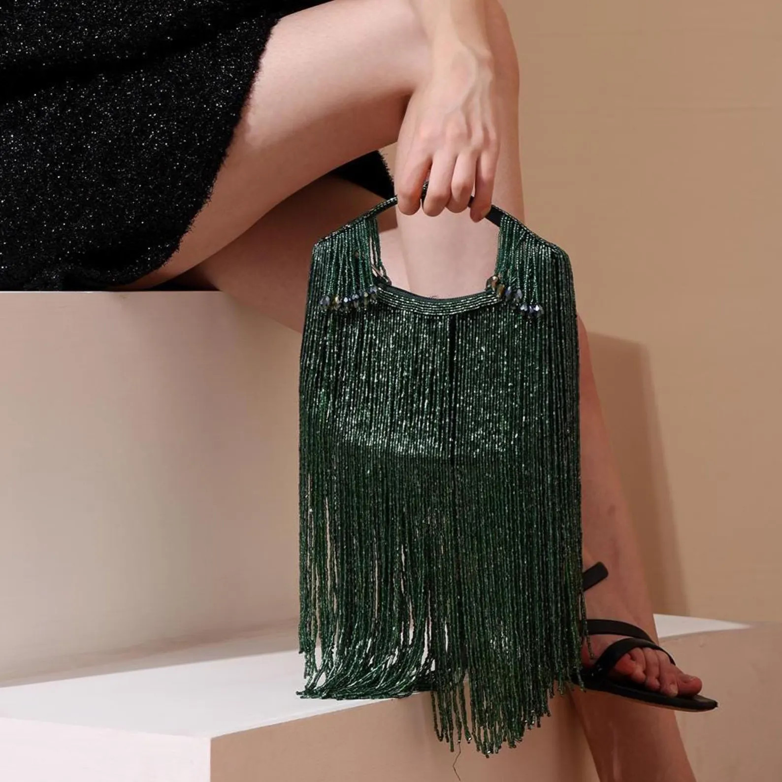 Emerald Green Beaded Clutch Bag: Indian Wedding Handbag with Tassels | Etsy (Global)
