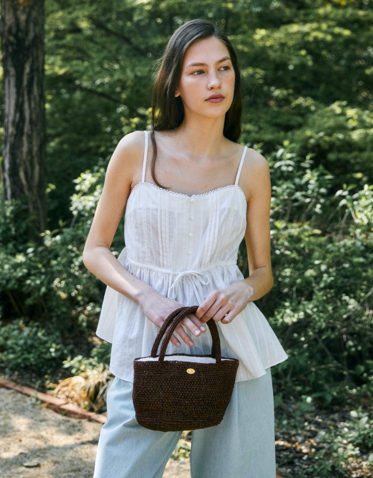 raffia bag (mini-tote) - brown | Depound