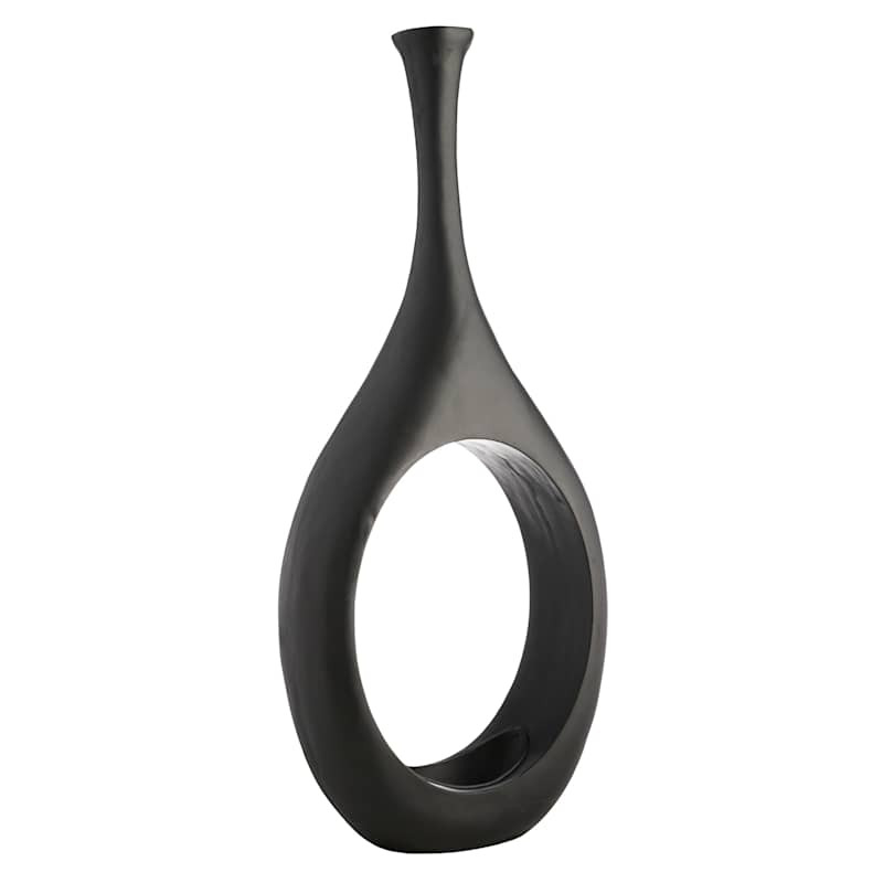 Black Open Circle Floor Vase, 48" | At Home