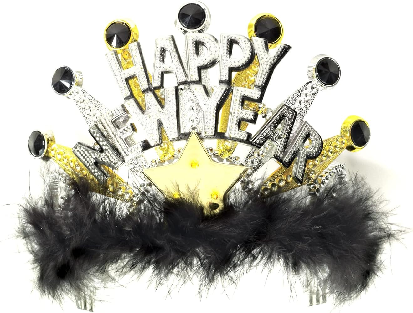 Rubies Forum Novelties Women's Light Up Happy New Year Tiara with Faux-Fur | Amazon (US)