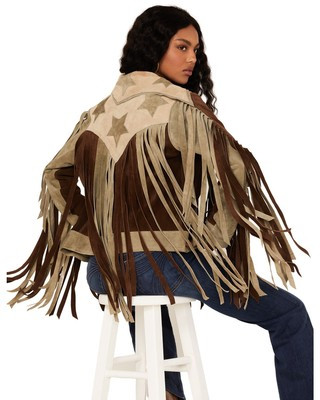 Understated Leather Women's Americana Star Fringe Suede Jacket Chocolate X-Large  | eBay | eBay US