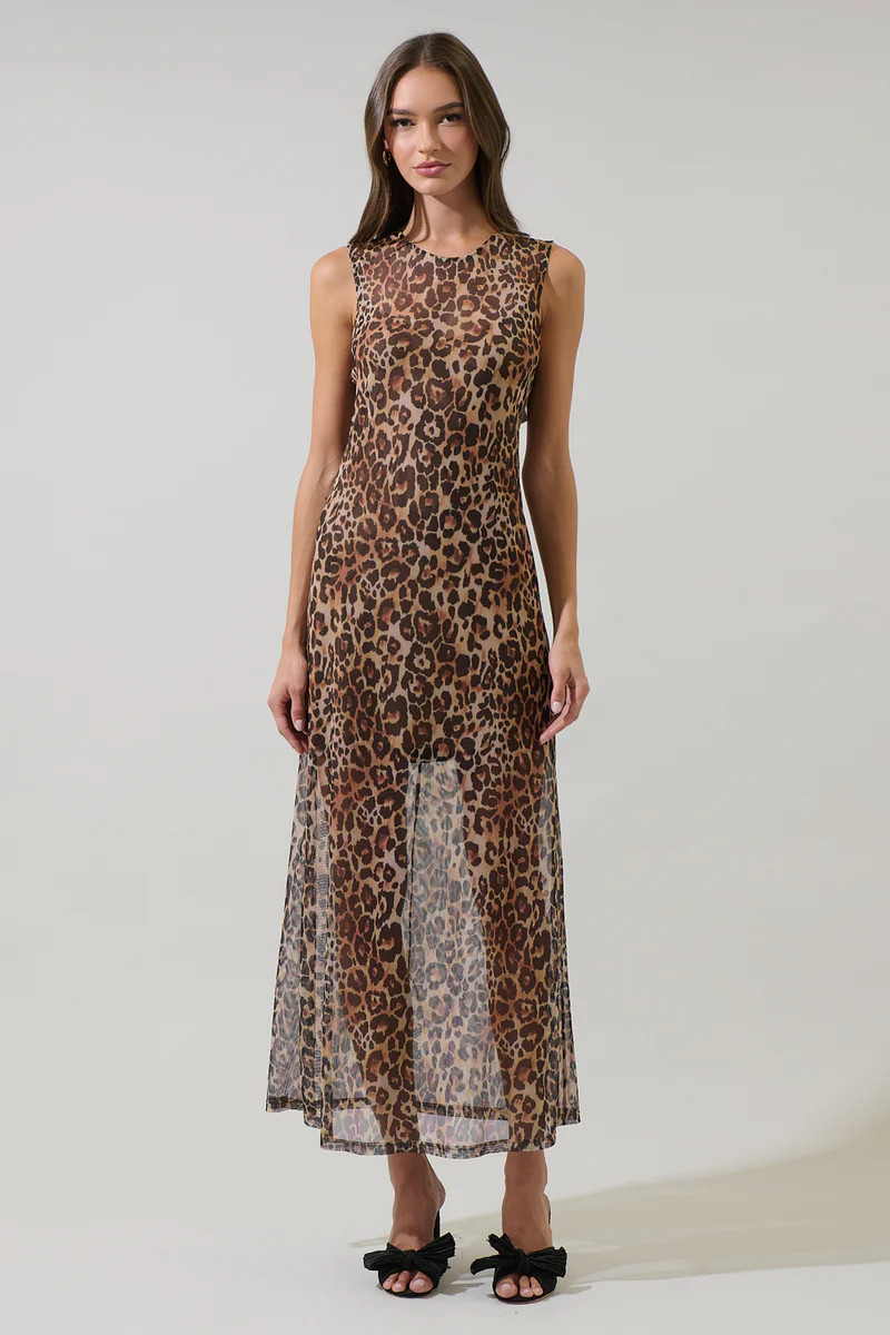 Briony Leopard Celie Mesh Maxi Dress | Sugarlips