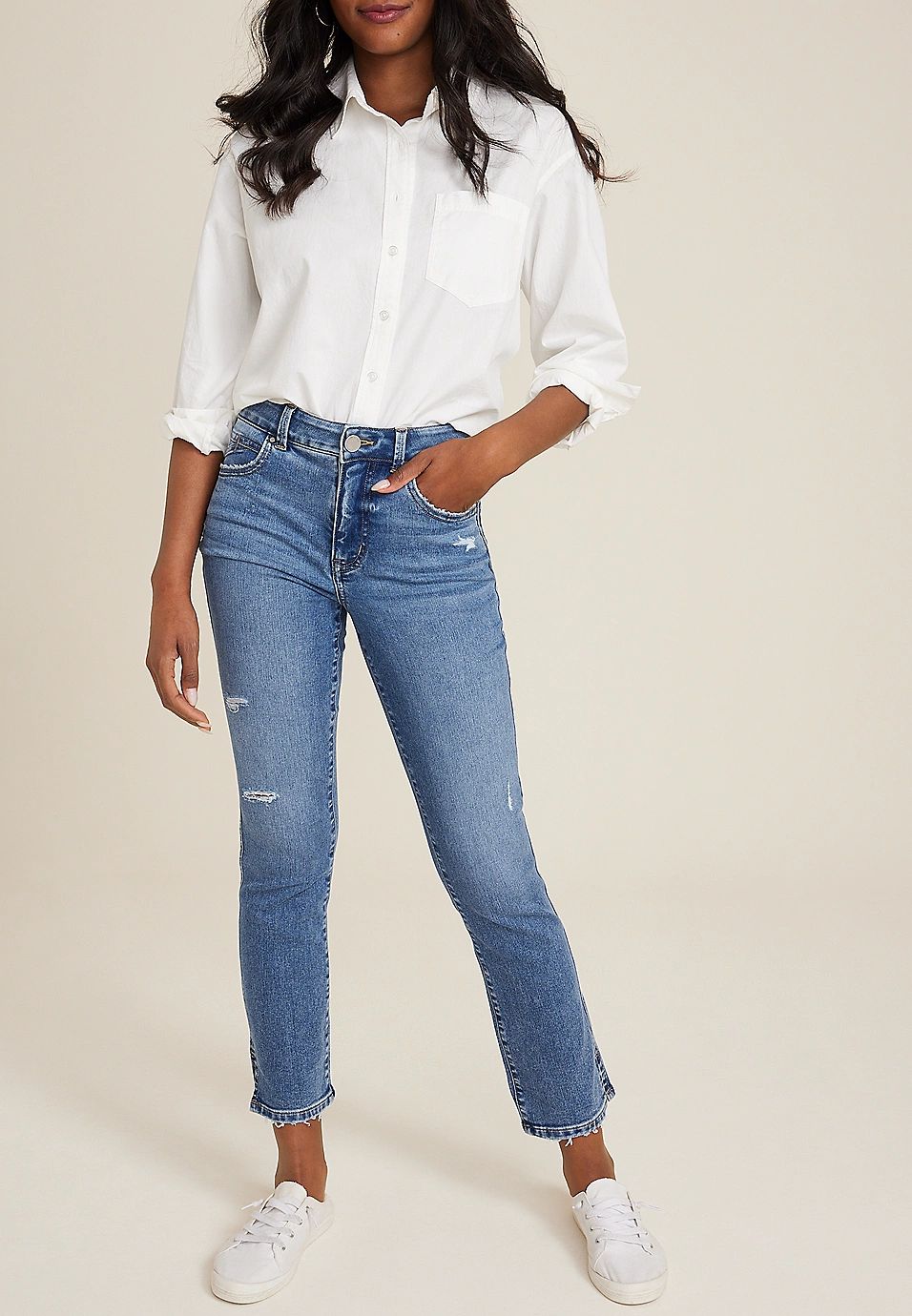 m jeans by maurices™ Everflex™ High Rise Slim Straight Ankle Jean | Maurices
