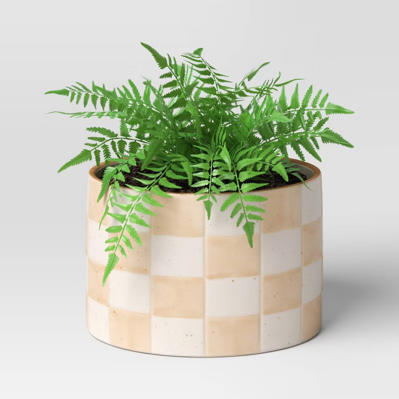 Checker Stoneware Indoor Outdoor Planter Pot - Threshold™ | Target