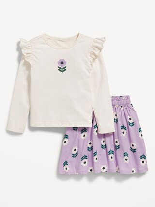 Long-Sleeve Ruffle T-Shirt and Skirt Set for Toddler Girls | Old Navy (US)