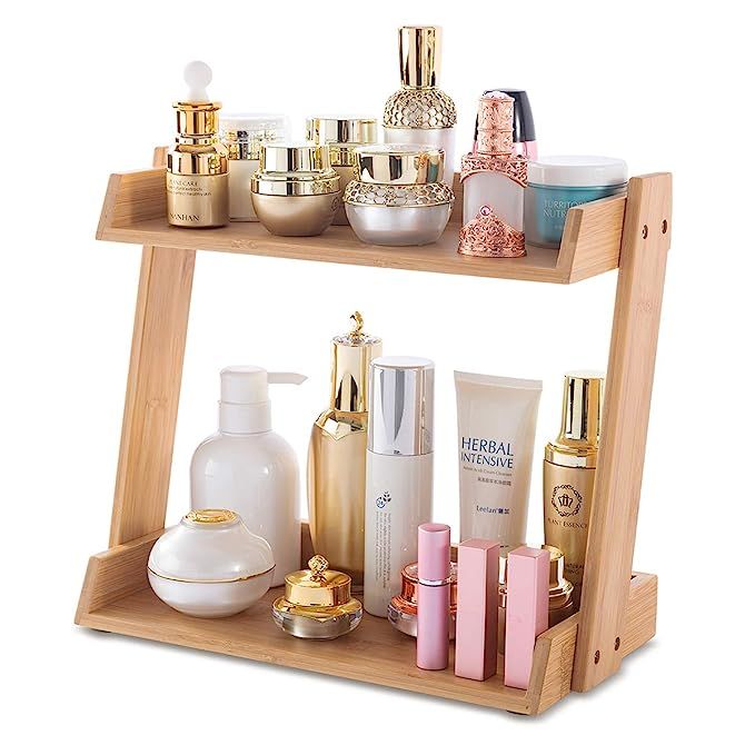 GOBAM Makeup Organizer, Cosmetics Storage Display Rack with 2 Layers, Large Capacity Bathroom Van... | Amazon (US)