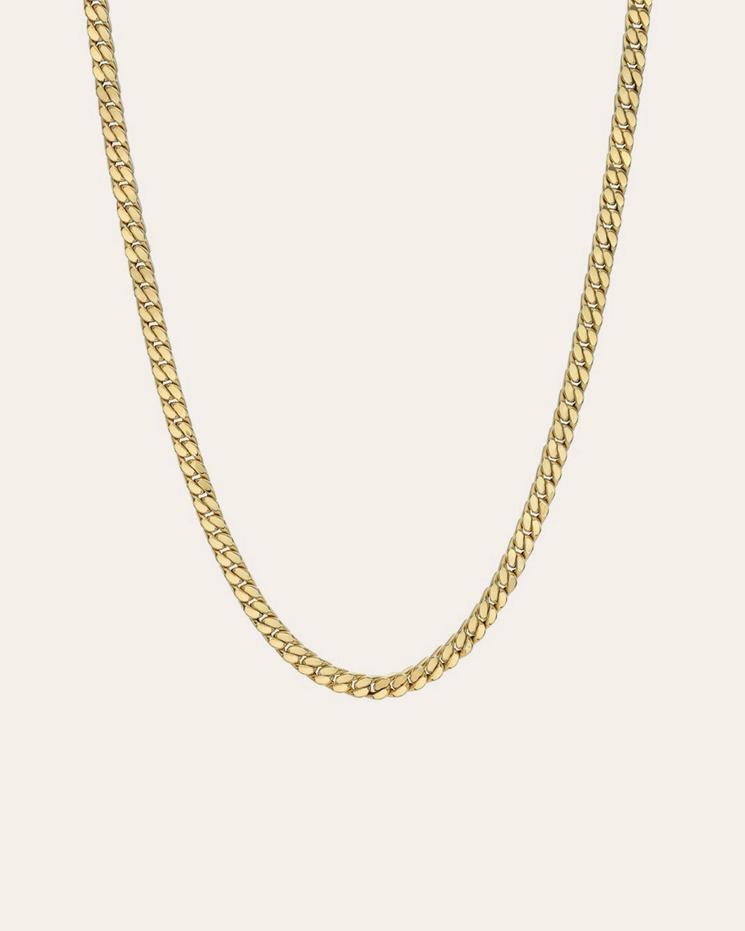14K Gold Flat Curb Link Necklace | Zoe Lev Jewelry