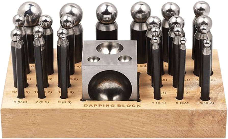 26 Piece Dapping Doming Punch Block Set 2.3 mm to 25 mm Jewelry Making Metal Forming Tool Kit | Amazon (US)
