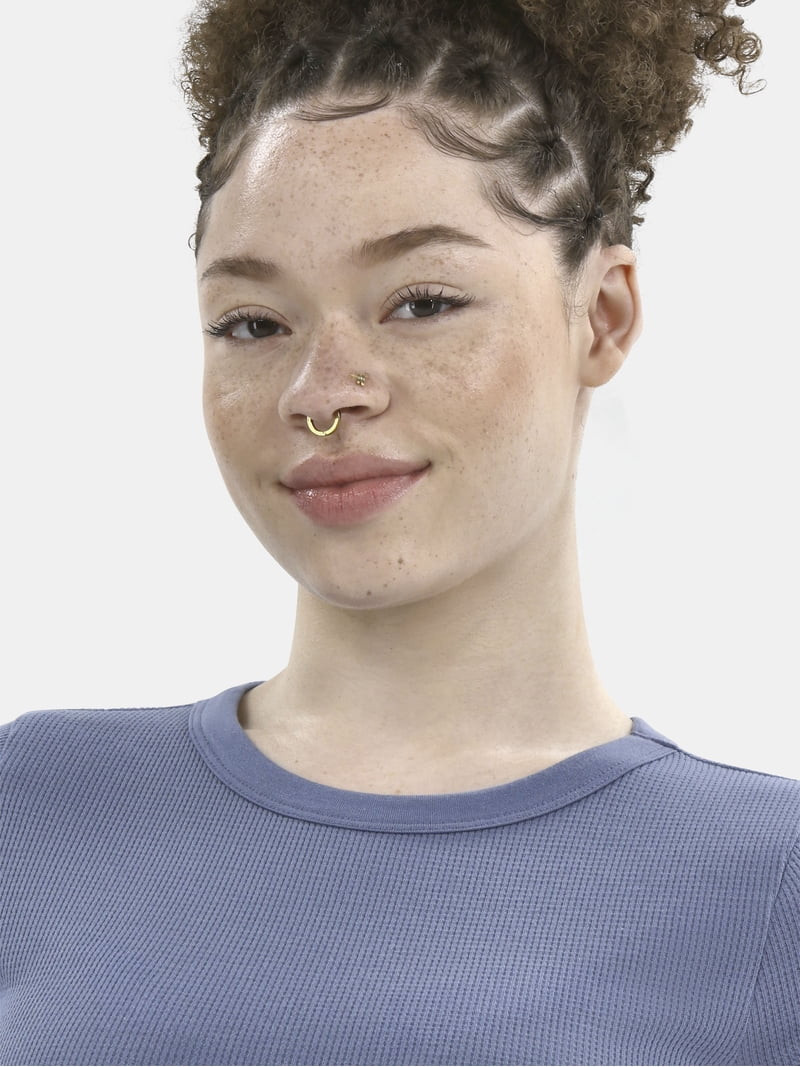No Boundaries Waffle Tee, Women's | Walmart (US)