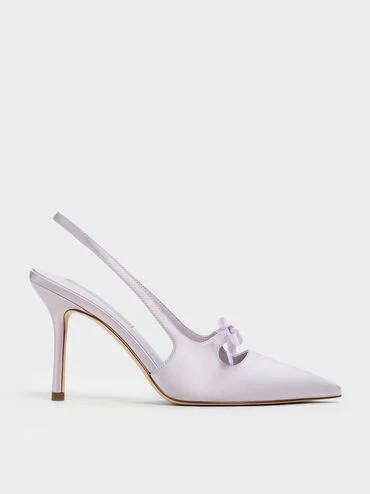 Venetia Satin Bow Pointed Slingback Pumps
    
         - Lilac | Charles & Keith US