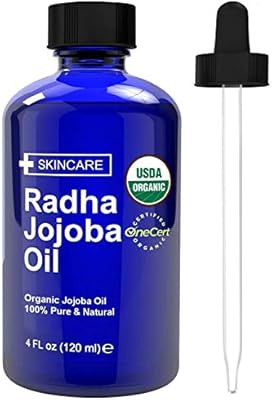 Radha Beauty USDA Certified Organic Jojoba Oil, 4 fl oz. - 100% Pure Unrefined Cold Pressed Jojob... | Amazon (US)