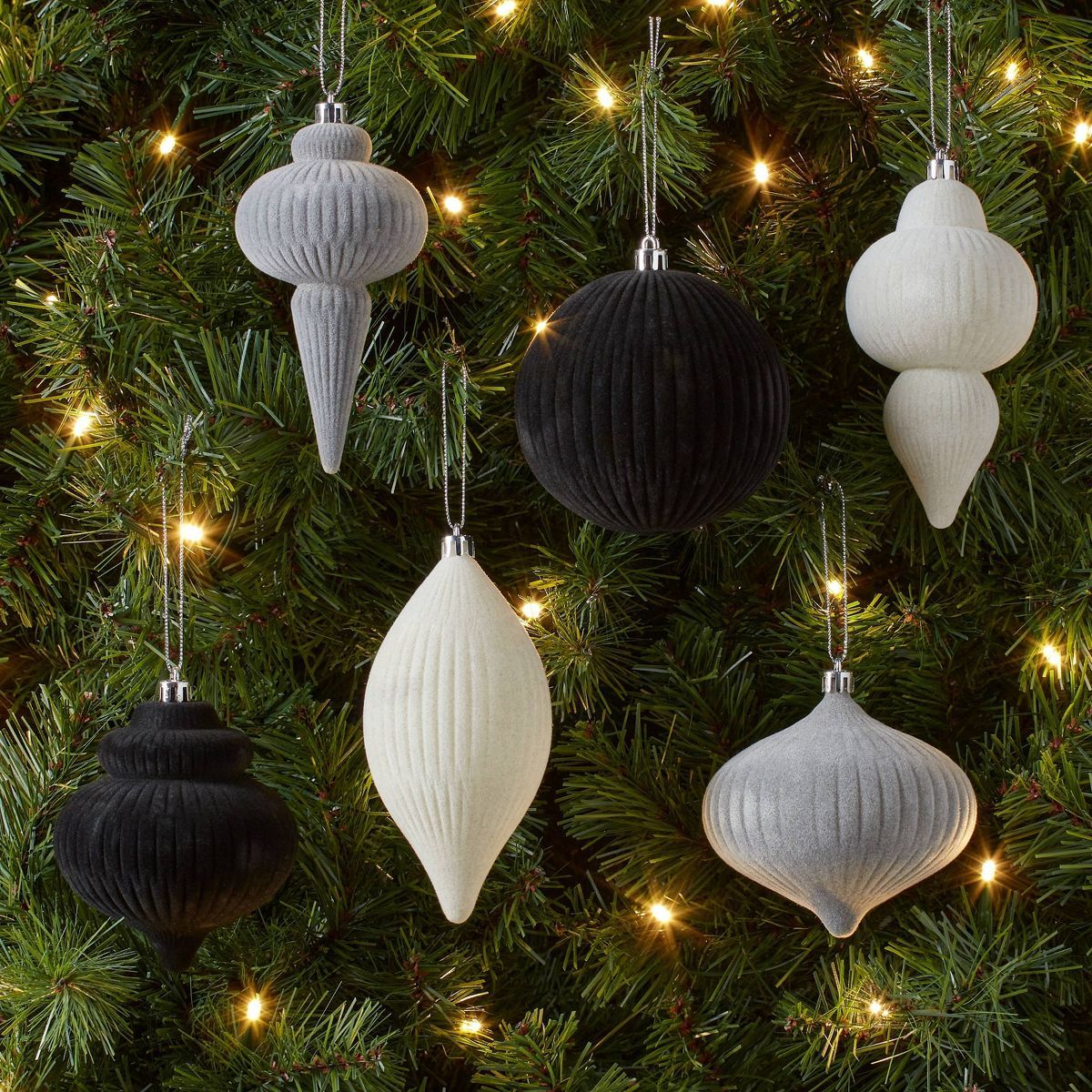 Flocked Finial Christmas Tree Ornament Set 6pc - Wondershop™ | Target