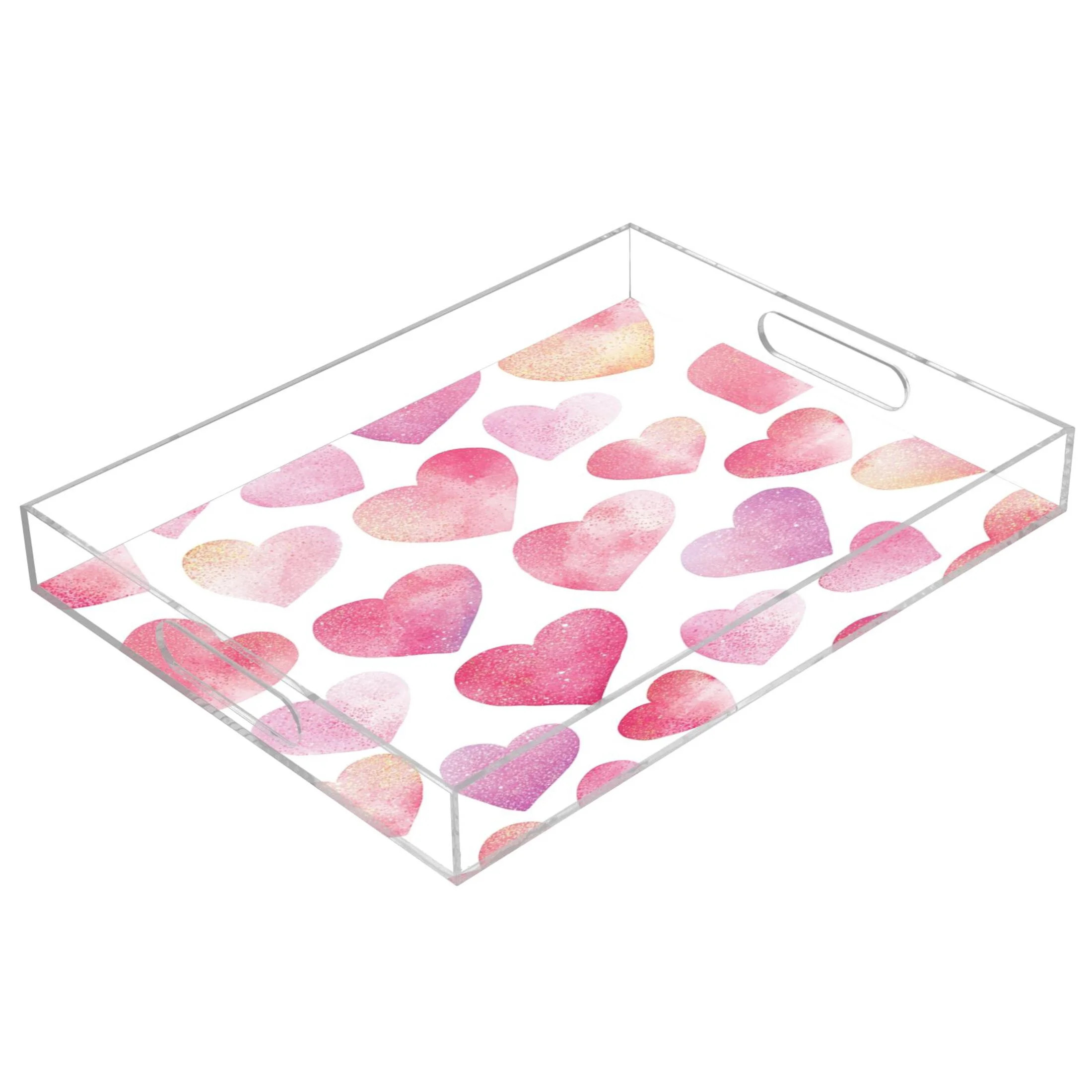 WOBOGO Acrylic Serving Trays 15.7x11.8 Inch Spill Proof Clear Decorative Organizer with Handle Pi... | Walmart (US)