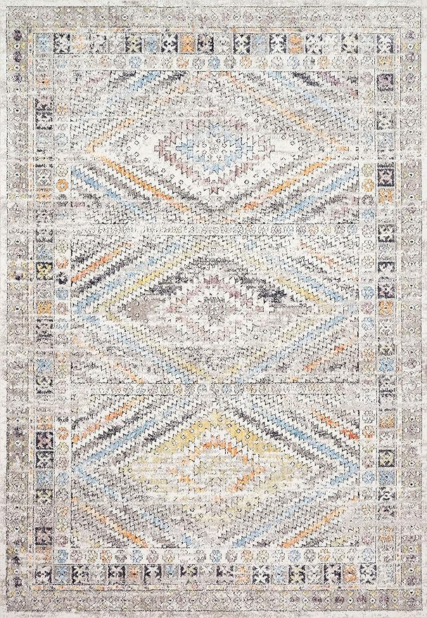 Loloi II DN-01 Dante Collection Distressed Southwest Area Rug, 7'-10" x 10'-6", Ivory/Multi | Amazon (US)