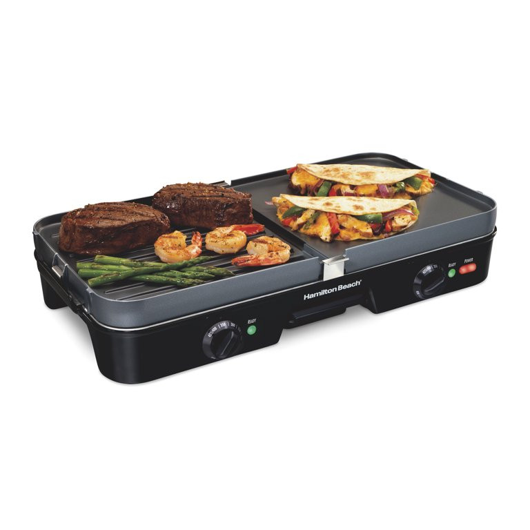 Hamilton Beach 3-in-1 Electric Griddle and Indoor Grill, Nonstick, Black | Walmart (US)