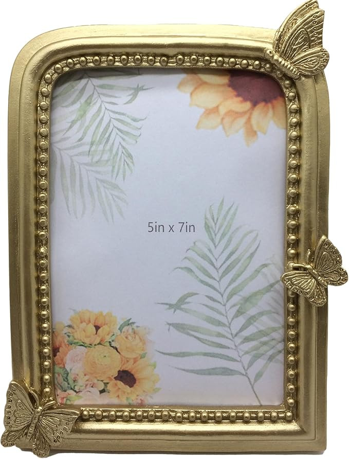 Ornate Picture Frame with Real Glass Front and Butterfly Design. Hand Crafted Vintage Style Pictu... | Amazon (US)
